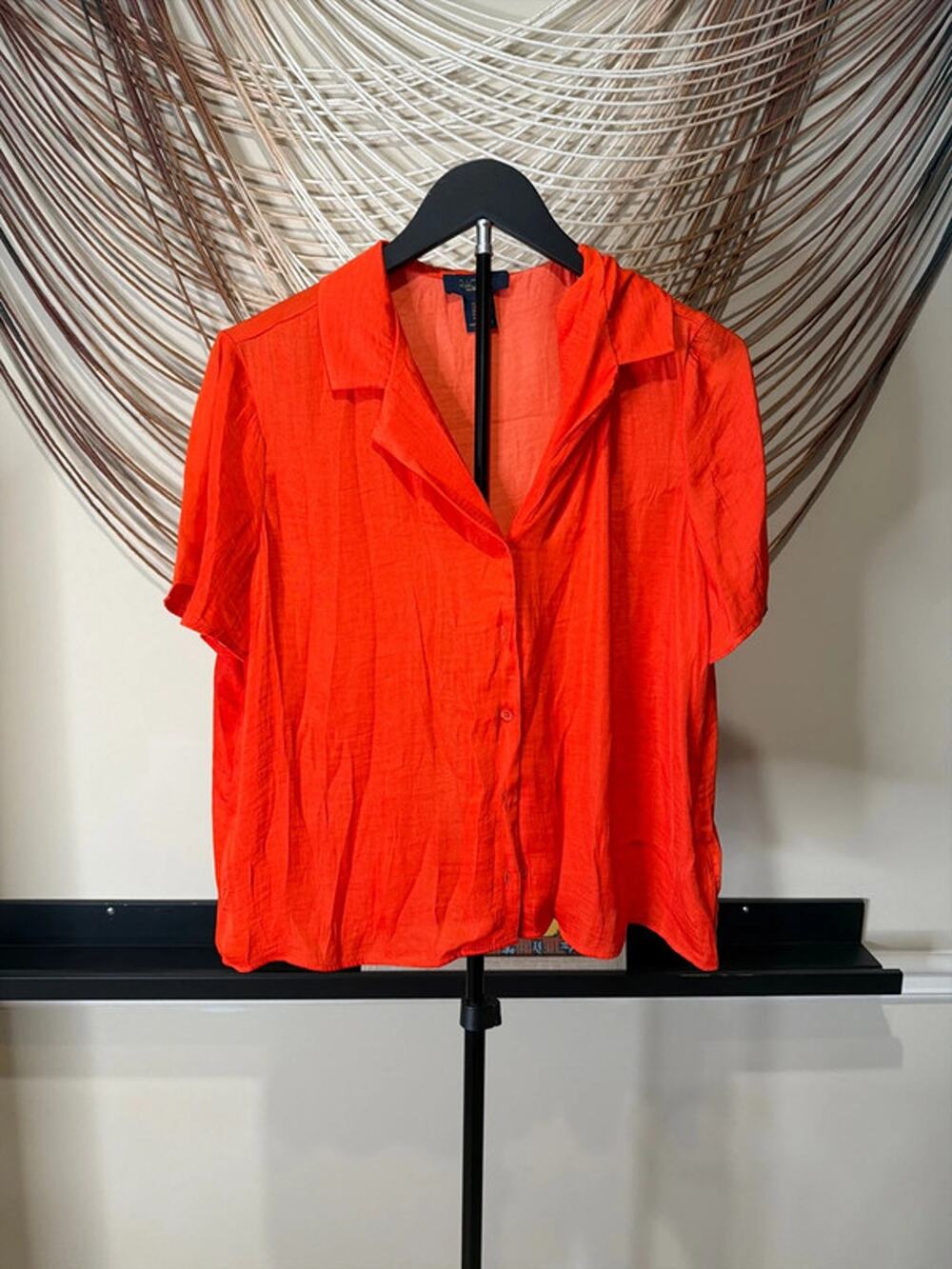 Rachel RoY orange button up shirt EUC short sleeve M 3186